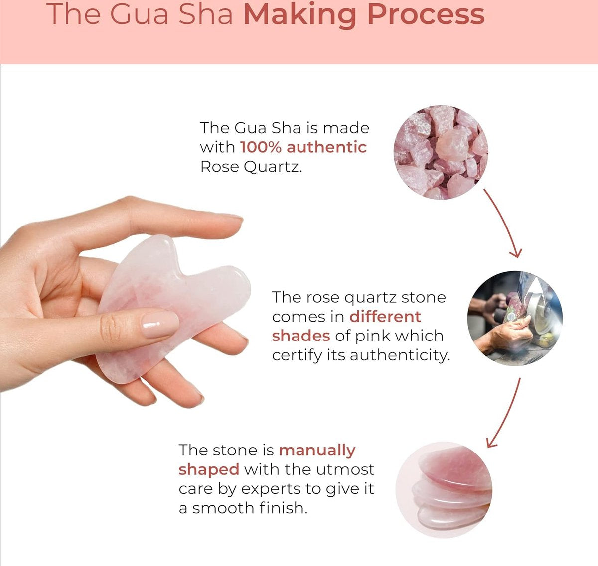 Gua Sha Stone Natuurlijke Rozenkwarts Massageroller