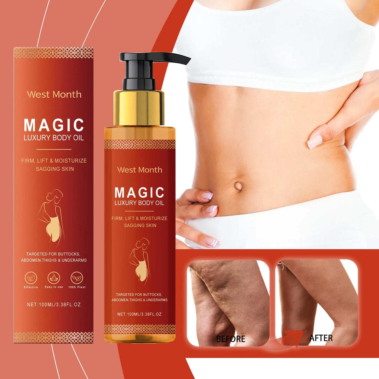 Magic Luxe Lichaamsolie -Zacht Hydraterende & Voedend voor Droge Huid- Alcoholvrij - Voor Alle Huidtypes - Maakt de Huid Glad- Diep Hydraterende & Verstevigende -Huid verzorging olie