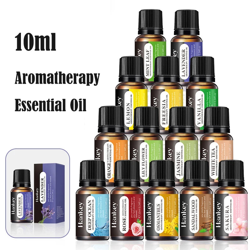 1PC 10ml Essential Oil Sandalwood Lavender Jasmine Vanilla Ocean Rose Lemon Aroma Oil For Humidifier Scented Candle Burner