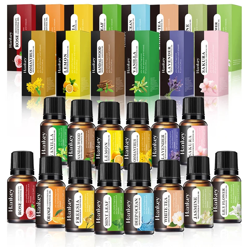 1PC 10ml Essential Oil Sandalwood Lavender Jasmine Vanilla Ocean Rose Lemon Aroma Oil For Humidifier Scented Candle Burner