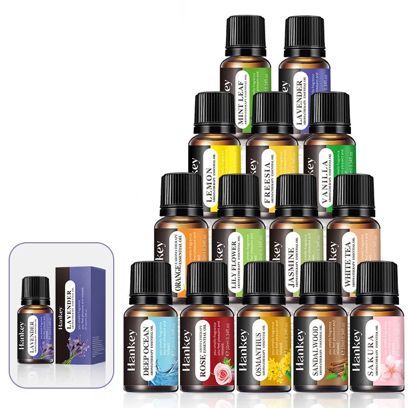 1PC 10ml Essential Oil Sandalwood Lavender Jasmine Vanilla Ocean Rose Lemon Aroma Oil For Humidifier Scented Candle Burner