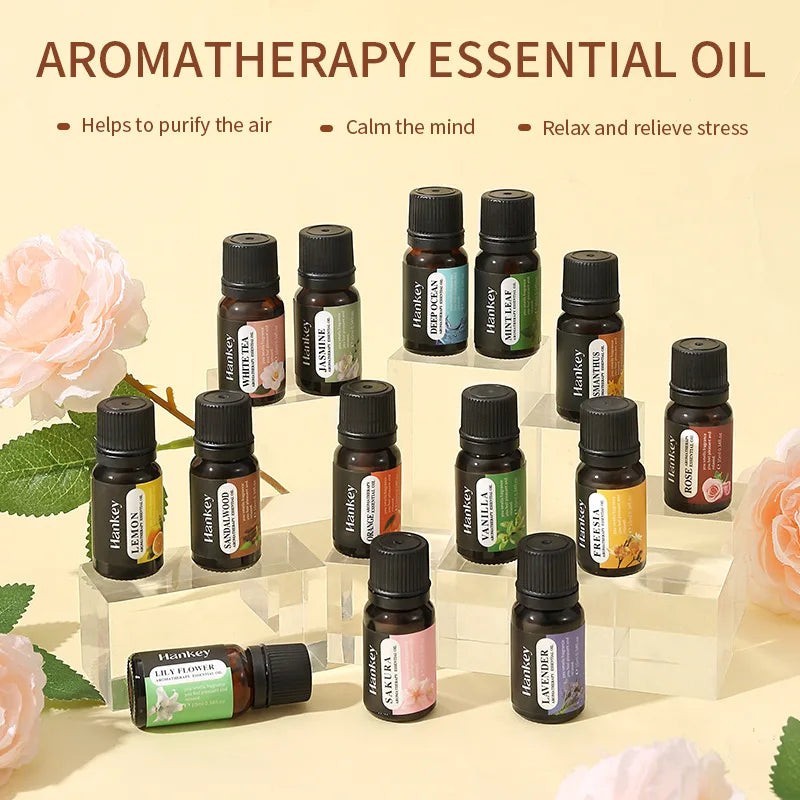 1PC 10ml Essential Oil Sandalwood Lavender Jasmine Vanilla Ocean Rose Lemon Aroma Oil For Humidifier Scented Candle Burner