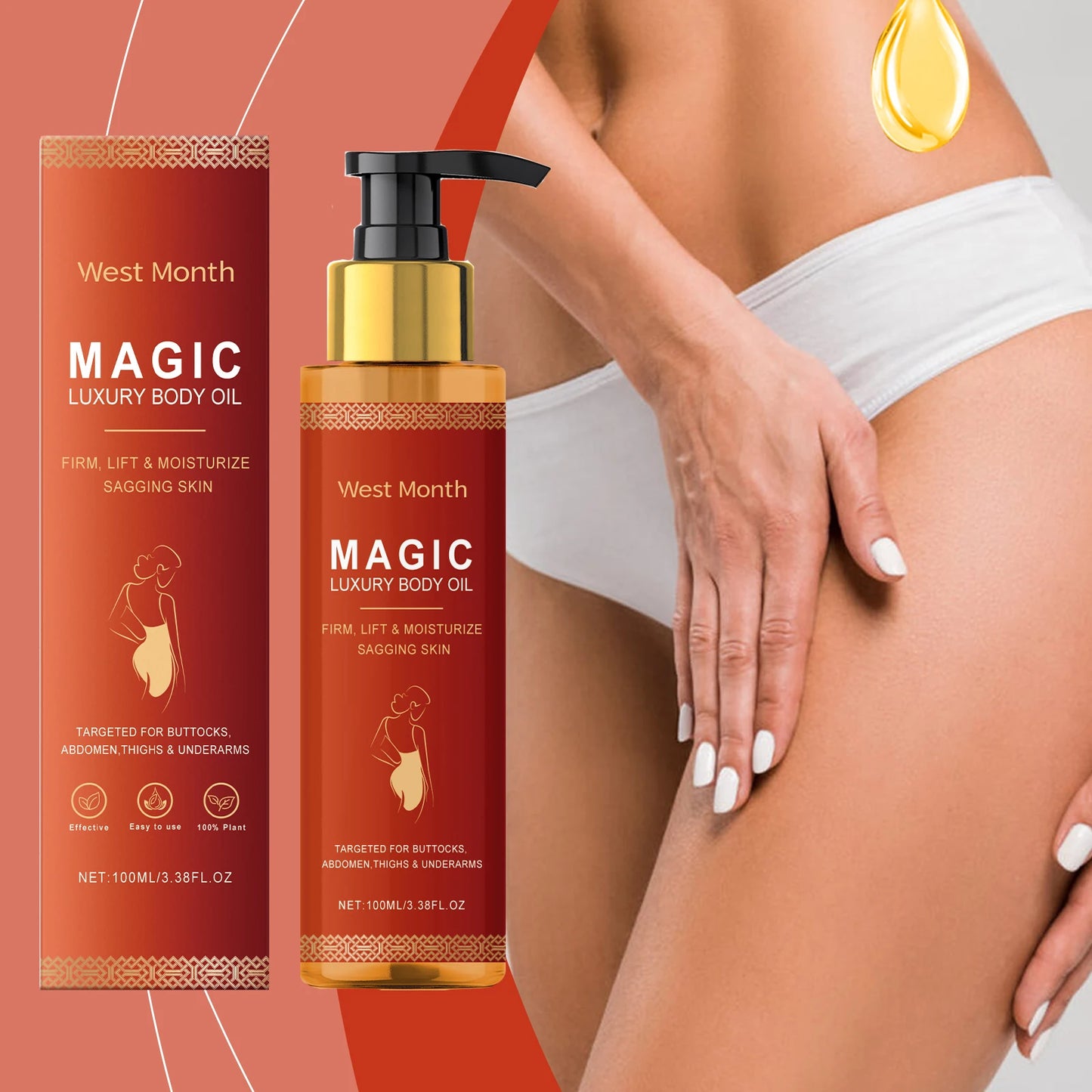 Magic Luxe Lichaamsolie -Zacht Hydraterende & Voedend voor Droge Huid- Alcoholvrij - Voor Alle Huidtypes - Maakt de Huid Glad- Diep Hydraterende & Verstevigende -Huid verzorging olie